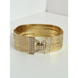 Vintage Nolan Miller Glamour Collection Star Luster Rhinestone Bracelet 7.5”